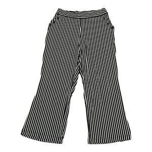 Robert Louis Womens 2X Sailor Striped Stretch Pants Black White Wide Leg NWT
